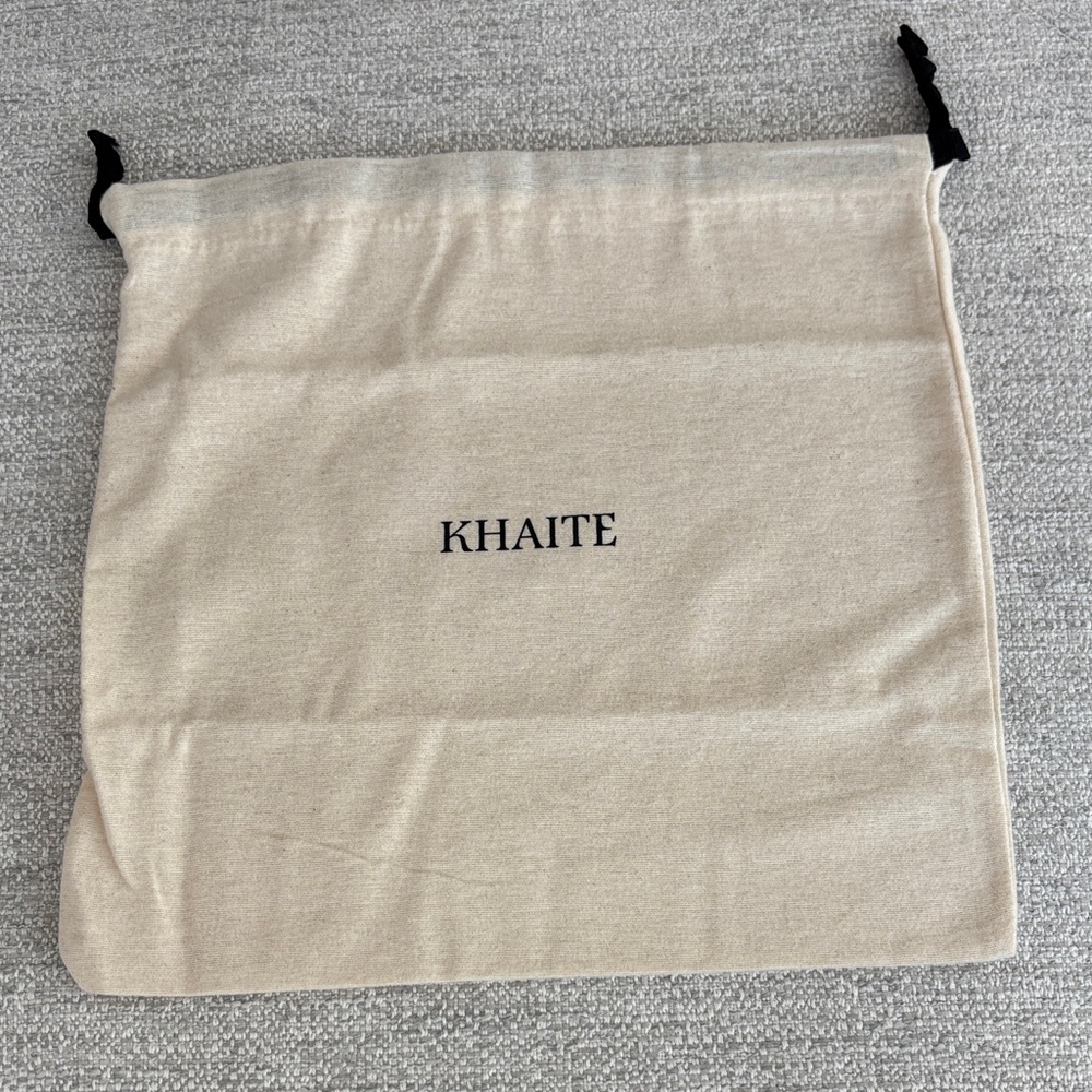 KHAITE Branded Drawstring Storage Dust-bag in Natural Flannel and Black